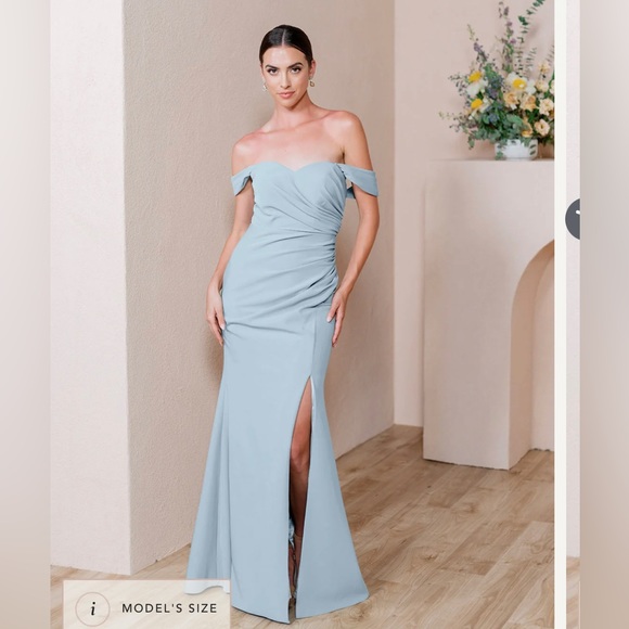Revelry Ariel Convertible Crepe Dress (Light Blue) - Picture 1 of 4